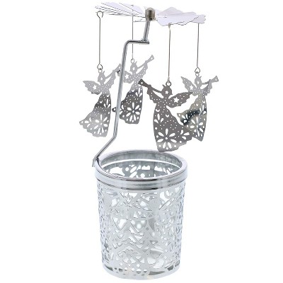 Juvale Angel Rotating Candle Holder Windmill, 6.5 x 2inches Spin Around Rotate Candle Holder ,Silver