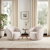 Set of 2 Swivel Accent Chairs, Boucle Barrel Chair with Solid Wood Frame,Single Upholstered Barrel Lounge Armchairfor Living Room-Koiai - 2 of 4