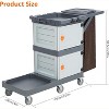 COZONY Commercial Janitorial Cart, 3-Shelf Housekeeping Cleaning Cart with 2 Cabinets, Cover & Oxford Bag, Traditional Janitorial Cart for Hotel - 2 of 4