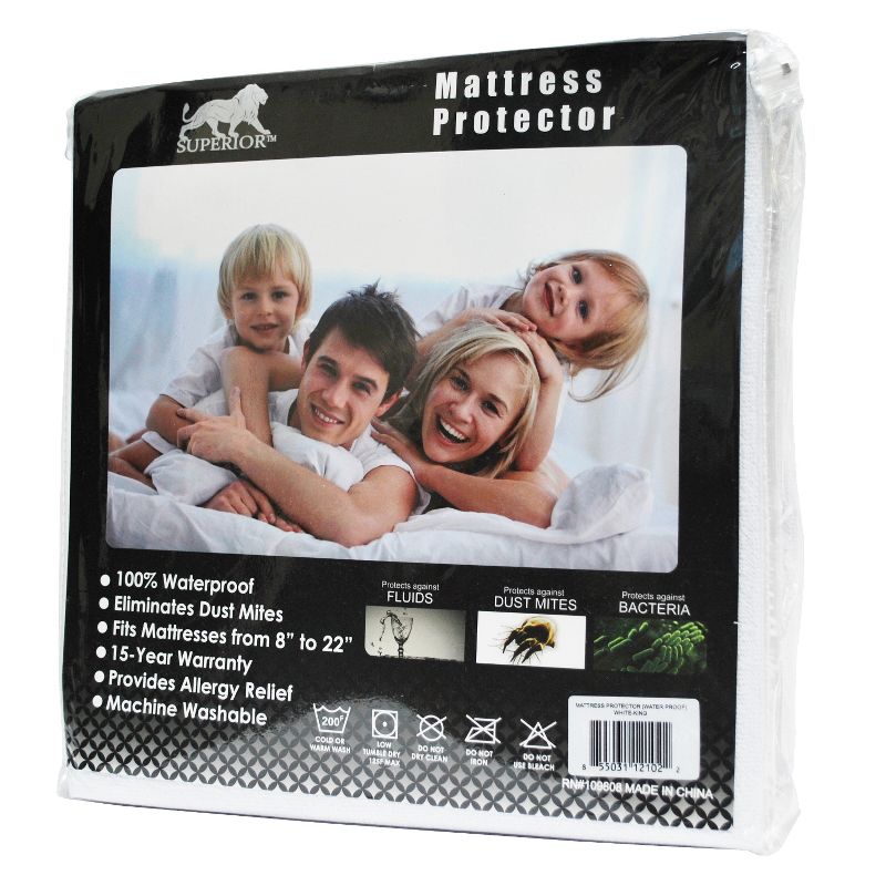 Hypoallergenic and Waterproof Cotton Blend Mattress Protector by Blue Nile Mills, 3 of 9