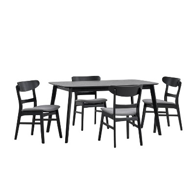 Christopher Knight Home 5pc Bryner Upholstered Dining Set Black/Dark Gray