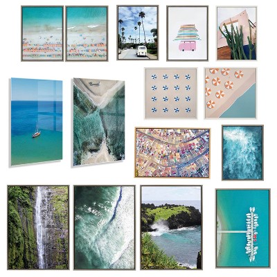 Natural Framed Coastal Canvas Print of Maui Black Sand Beach, 23" x 33"