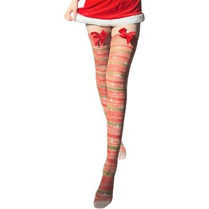 BABYYER Women's Christmas Thigh High Socks, Silk Long Over the Knee High Stockings, Breathable and Soft for Xmas New Year Holiday Decorations - 1 of 4