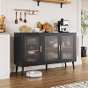 Acekool Buffet Cabinet with Glass Doors, Large Sideboard Table with Shelves, Modern Kitchen Cabinet Coffee Wine Bar for Dining Room, Black - 4 of 4