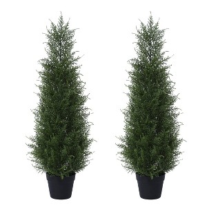 DR.Planzen Faux Cypress Topiary Trees for Outdoors, Fake Cypress Trees for Home Decor Office Living Room Porch Patio Perfect Housewarming Gift - 1 of 4
