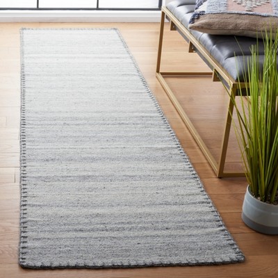 Gray Handmade Wool Flat Woven Runner Rug 2'3" x 9'