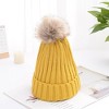 Anna-Kaci Women's Cable Knit Beanie with Faux Fur Pom-Pom - Warm Stretchy Winter Hat for Casual Daily Wear - 3 of 4