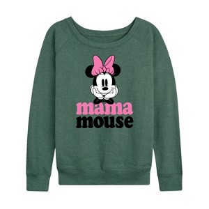 Women's - Disney - Mama Mouse Minnie Lightweight French Terry Wide Neck Long Sleeve Shirt - 1 of 4