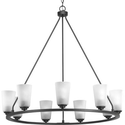 Graphite 36" Industrial 9-Light Steel Chandelier