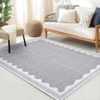 Indoor Modern Washable Area Rugs with Scalloped Print, Ultra Thin Non Slip Throw Carpet for Bedroom Living Room - 3 of 4