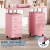 Manicure Table Nail Desk, with Dust Collector, Wrist Cushion, Nail Desk Salon Station w/Storage Cabinet, 4 Drawers and and Lockable Wheels - 4 of 4