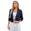 Coolmee Women's 3/4 Sleeve Cropped Blazer Lightweight Open Front Suit Jacket for Business Casual - 2 of 4