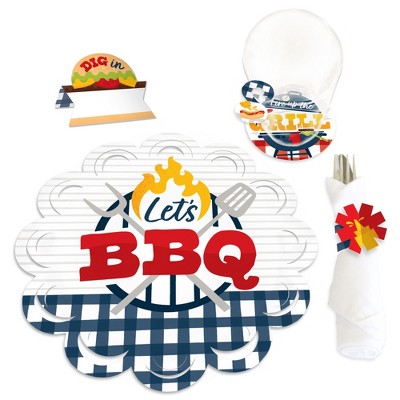 Big Dot of Happiness Fire Up the Grill - Summer BBQ Picnic Party Paper Charger and Table Decorations - Chargerific Kit - Place Setting for 8