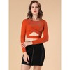 Allegra K Women's Glitter Long Sleeve Cut Out Twist Front Slim Fitted Crop Top - 3 of 4
