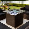 30" Propane Gas Fire Pit Table, 50000 BTU Square Fire Pit, Tile Tabletop with Beautiful Wicker Base for Outside Patio Deck Garden Courtyard-Brown - 3 of 4