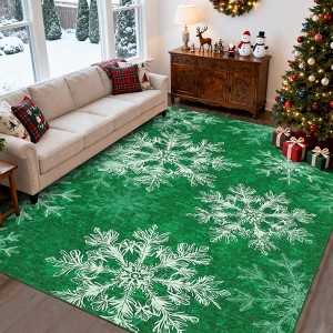 Christmas Washable Rug Area Rugs for Living Room Snowflake Non Slip Throw Rugs Modern Large Rugs for Bedroom Low Pile Soft Non Shedding Carpet - 1 of 4