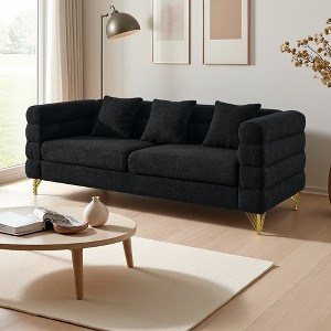 81" Oversized 3-Seater Sectional Sofa with Deep Seat & Lumbar Pillows - 1 of 4