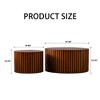 NicBex 2PCS Round Coffee Table Set,Side Table with Handcrafted Relief,End Table with Non-Slip Grip,Coffee Tables for Living Room,Walnut - 2 of 4