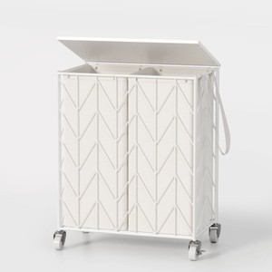 WOWLIVE Laundry Hamper with Wheels and Wood Lid, Heavy Duty Laundry Basket with Removable Liner - 1 of 4