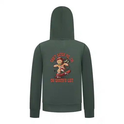 Everyday Kids Christmas Collection Gingerbread Skateboard Boys Zip Up Hoodie – Holiday Sweatshirt -Green
