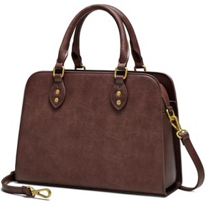 Purses and Handbags for Women, Vintage-Style Leather Top Handle Shoulder Bag Satchel Tote - 1 of 4
