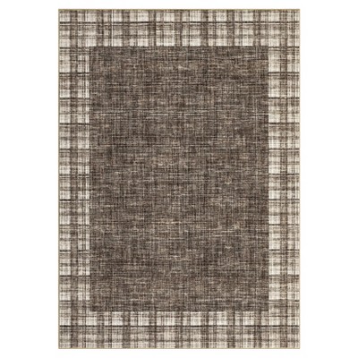 Washable Modern Geometric Bordered Living Room Rugs Soft Low Pile Foldable Carpet for Home Office