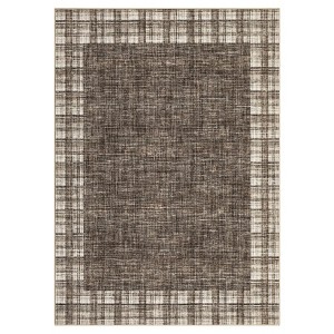 Washable Modern Geometric Bordered Living Room Rugs Soft Low Pile Foldable Carpet for Home Office - 1 of 4