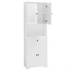 Vynxaria White Tall Bathroom Storage Cabinets with Four Doors and Open Shelves - 2 of 4