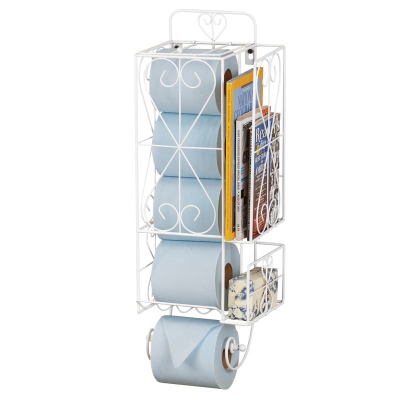 Collections Etc Wall Mounted Bath Tissue and Magazine Holder White, 1 of 3