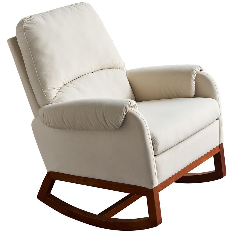 Modern Comfortable Velvet Rocking Chair, Beige - ModernLuxe, 2 of 8