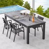 Heynemo Patio Expandable Table Dining Set for 4 to 10, Aluminum Outdoor Dining Table, Rectangular Patio Metal Table with Umbrella Hole, Grey - 4 of 4