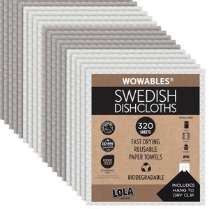 LOLA Swedish Dishcloths 320 Pk Biodegradable Reusable Paper Towels Absorbent Cellulose Kitchen Sponge Cloths Zero Waste Odor Free, Made in Germany - 1 of 4
