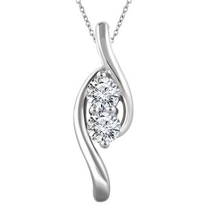 Pompeii3 Forever Us Two Stone Diamond Pendant 3/8 Carat 10K White Gold & 18" Chain - 1 of 3
