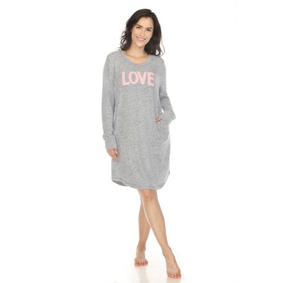 White Mark Women's Long Sleeve Sleep Shirt