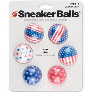 Sneaker Balls Fresh Scented Shoe Freshener, Patriotic Stars and Flags, 6 Pack - 1 of 2