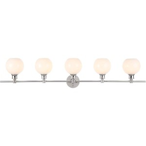 Elegant Lighting Collier 5 light Chrome and Frosted white glass Wall sconce - 1 of 4