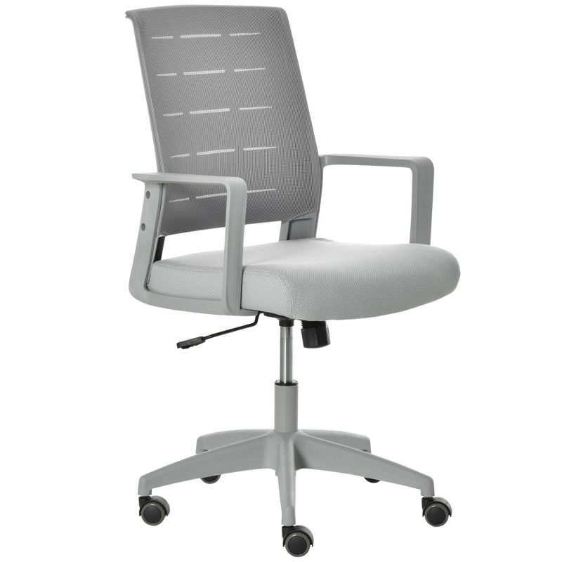 Vinsetto Mid-Back Home Office Chair, Task Computer Desk Chair with Lumbar Support and Adjustable Height, gray, 1 of 7