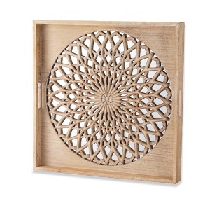 Heynemo Farmhouse Wood Mirror, Square Decorative Mirrors for Wall, Wall Mirrors for Living Room, Bedroom, Dining Room, Entryway, Hallway - 1 of 4