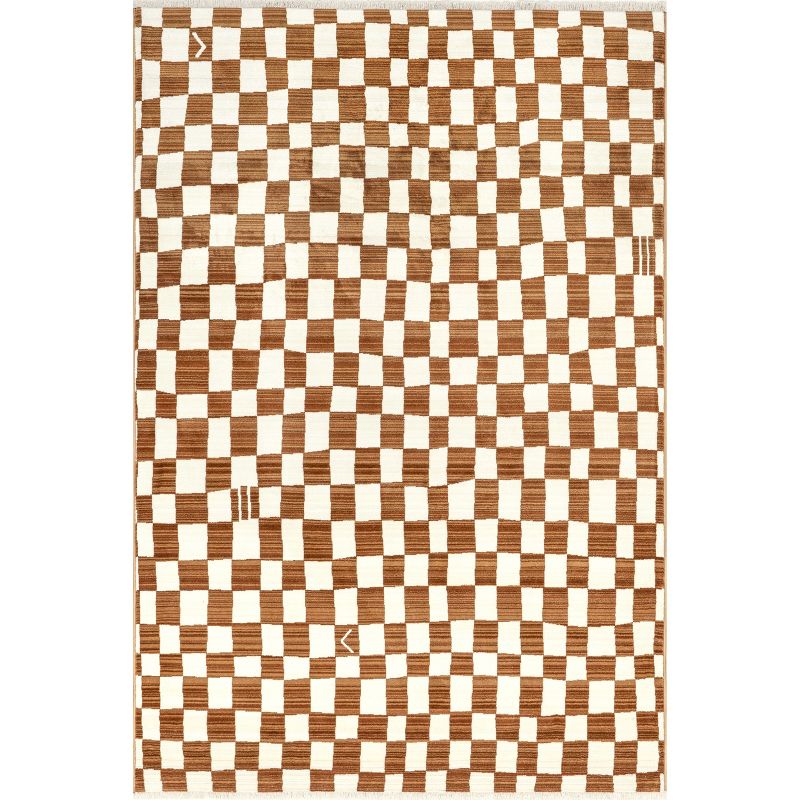 nuLOOM Dominique Abstract Checkered Fringe Area Rug, 1 of 13