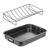 Lexi Home 16.5 Inch Non-Stick Carbon Steel Roasting Pan with V-Rack - image 2 of 4