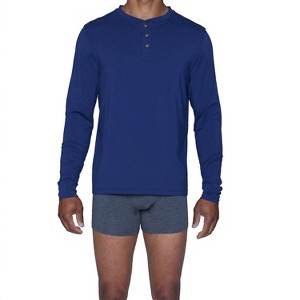 Men's Long Sleeve Henley - wood - 1 of 2