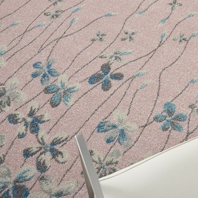 Reversible Pink Floral Viscose Blend 6' x 9' Area Rug
