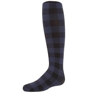Memoi Girls' Checkerboard Plaid Opaque Tights - 1 of 1