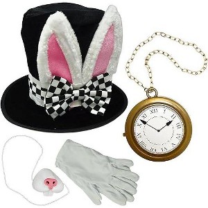4E's Novelty White Rabbit Costume Accessory Set (4pcs) for Tea Party White Rabbit Costume Women, Men, & Kids - 1 of 4