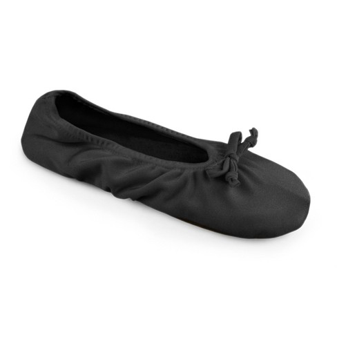 Softones By Muk Luks Women's Stretch Satin Ballerina Slipper - Black,  Medium (6.5-7) : Target