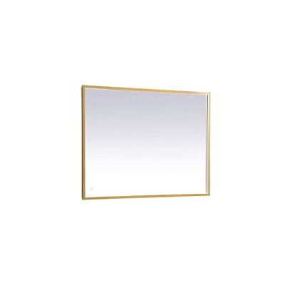 Elegant Lighting Pier 30x30 inch LED Mirror with Adjustable Color Temperature 3000K/4200K/6400K in Brass