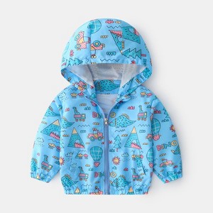 MyKids-USA Baby Boy Cartoon Pattern Zipper Front Design Mesh Cloth Jacket Coat - 1 of 4