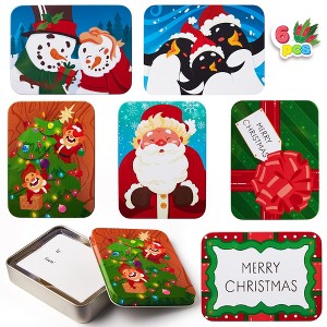 Joyfy 6-Pack Christmas Gift Card Boxes Holder, 4.33"x2.6" Christmas Tins Holiday Boxes with Lids for Xmas Holiday Presents Box Party Favor Decor - 1 of 4