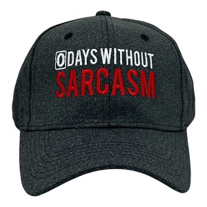 0 Days Without Sarcasm Hat Funny Sarcastic Graphic Novelty Cap - Crazy Dog Black Standard - 1 of 4