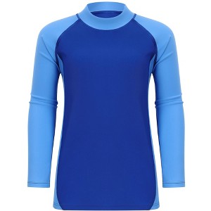 Boys UPF 50+ Long Sleeve Casual Rash Guard Swim Shirt Lightweight Swimsuit Quick Dry Youth Fishing Hiking for 5-14Years - 1 of 4